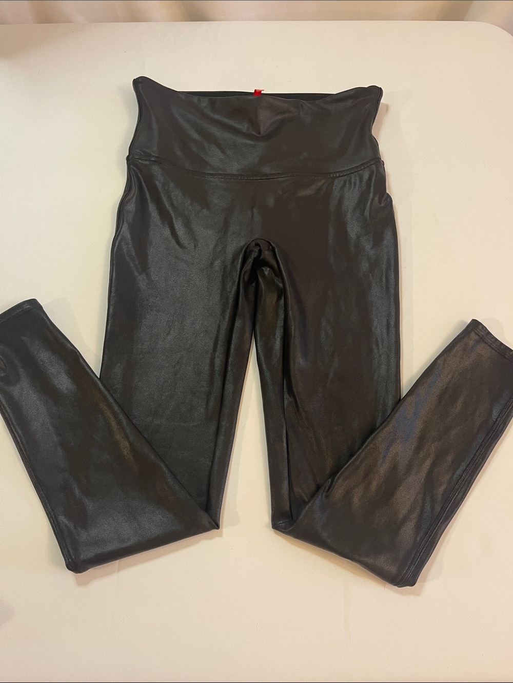 SPANX High-Waist Faux Leather Look Leggings - Black